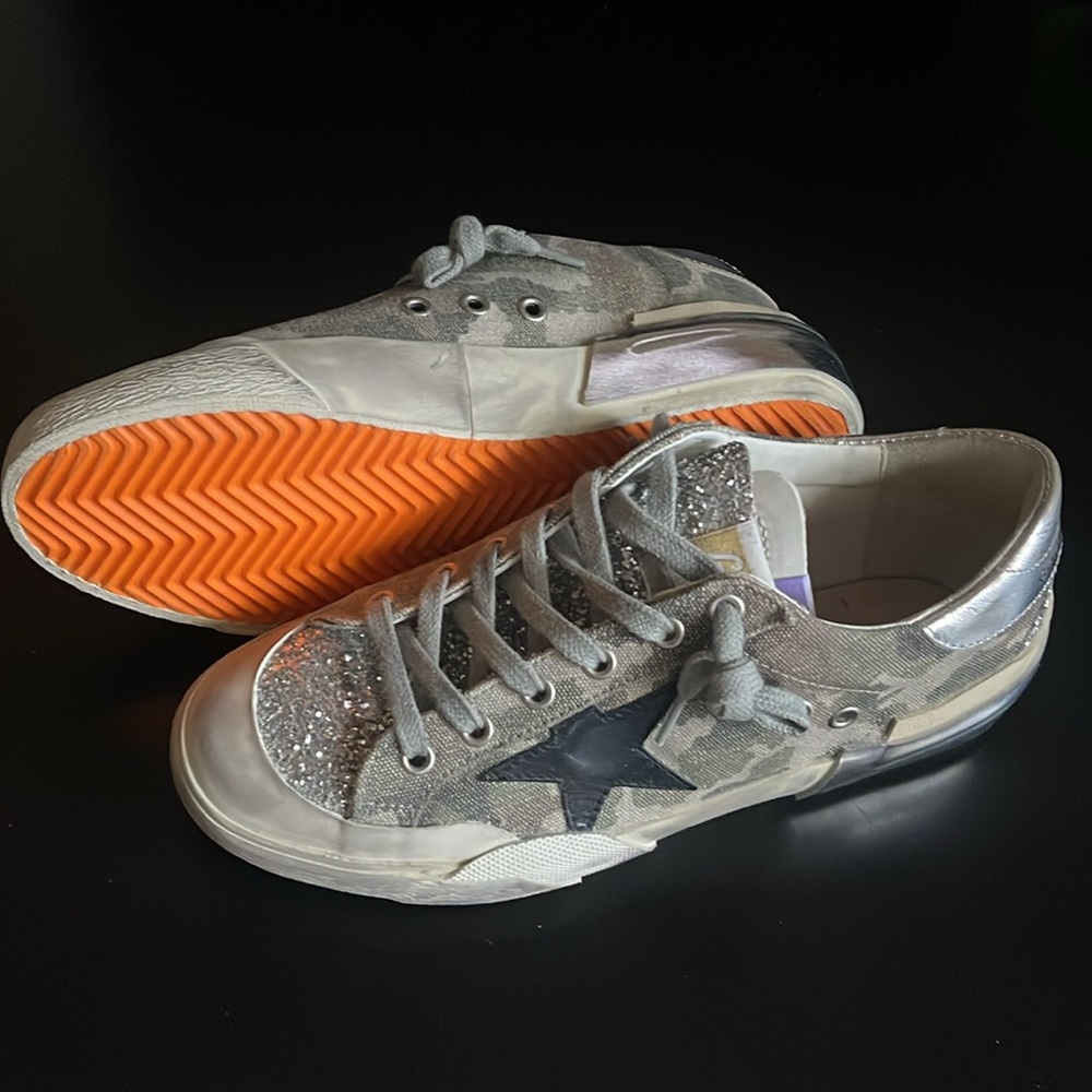 NIB Sz 38 Golden Goose Limited Edition Superstar Pen-Star Glitter, Camouflage